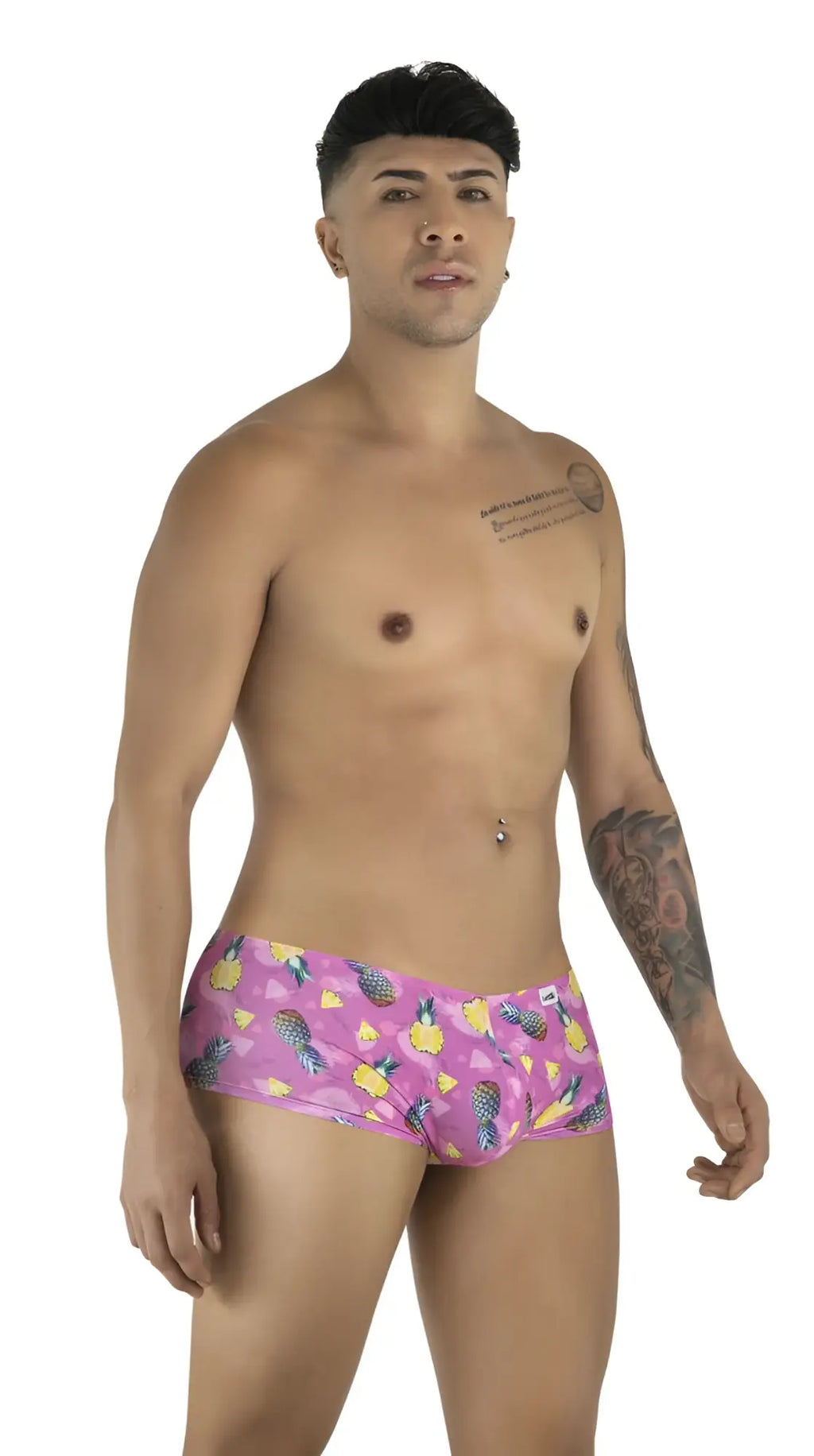 Pink pineapple-patterned men’s briefs candyMan 99922 trunks printed pink in soft breathable fabric