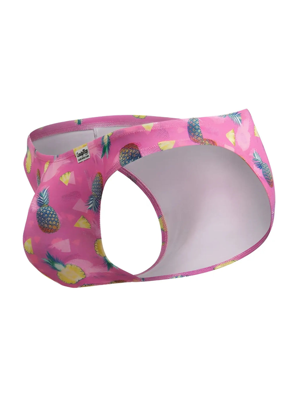 CandyMan 99923 bikini color printed pink men’s briefs with vibrant tropical pink pineapple pattern