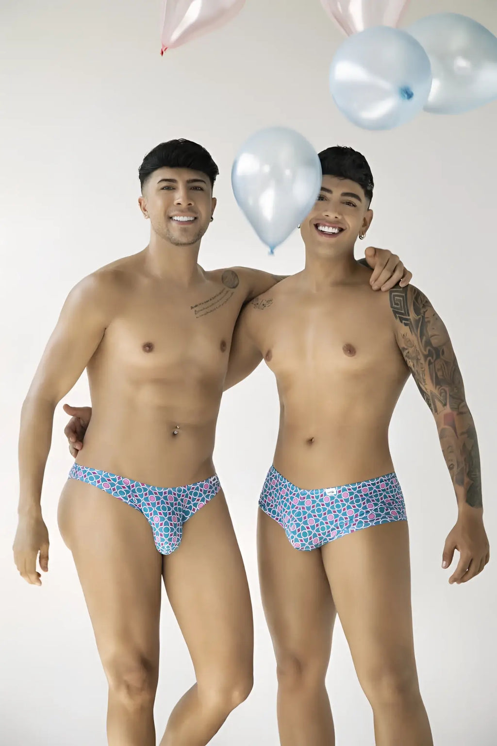 Candyman 99923 briefs in blue with a geometric printed pattern made of comfortable fabric