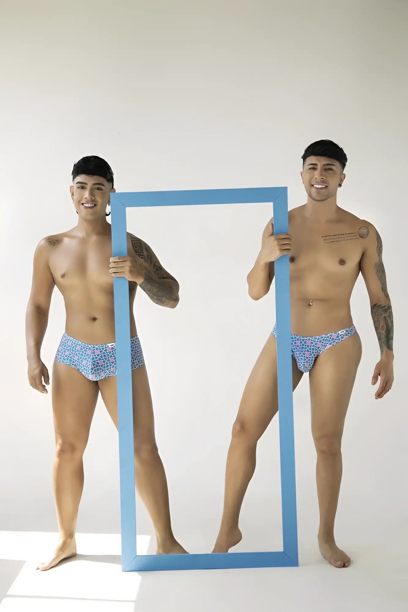 Blue patterned swim trunks candyMan 99924 thongs color printed blue designed for beach and pool use