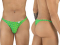 CandyMan 99924 thong with vibrant green and blue bold wavy pattern perfect for colorful printed underwear collections