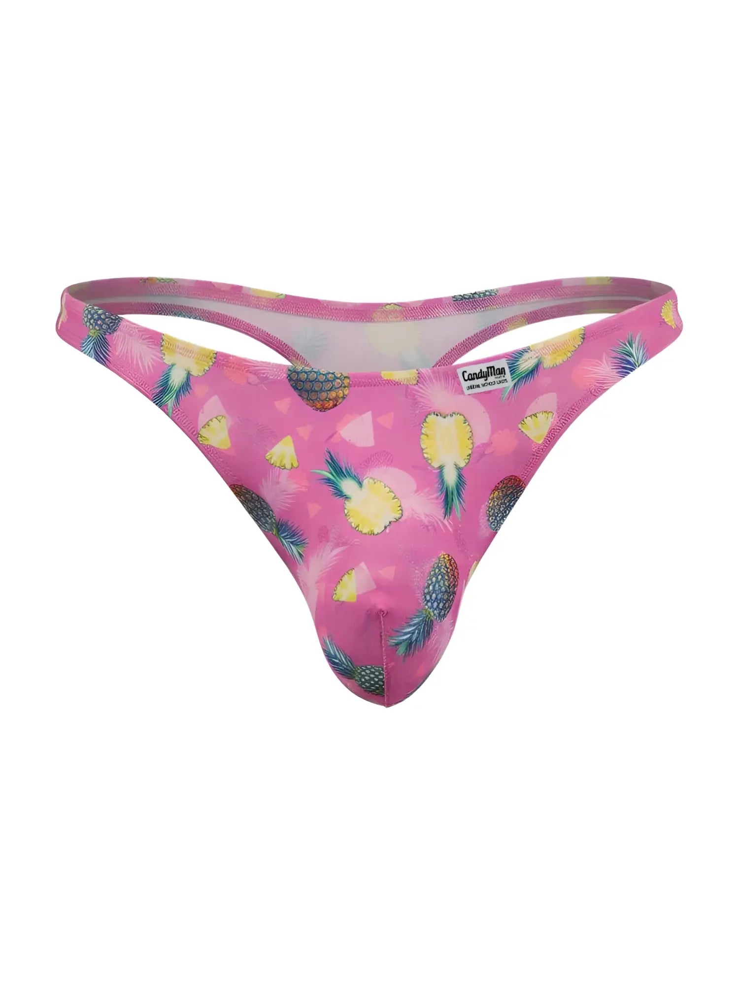 Pink pineapple-patterned thong by candyman in color printed pink designed for comfortable everyday wear