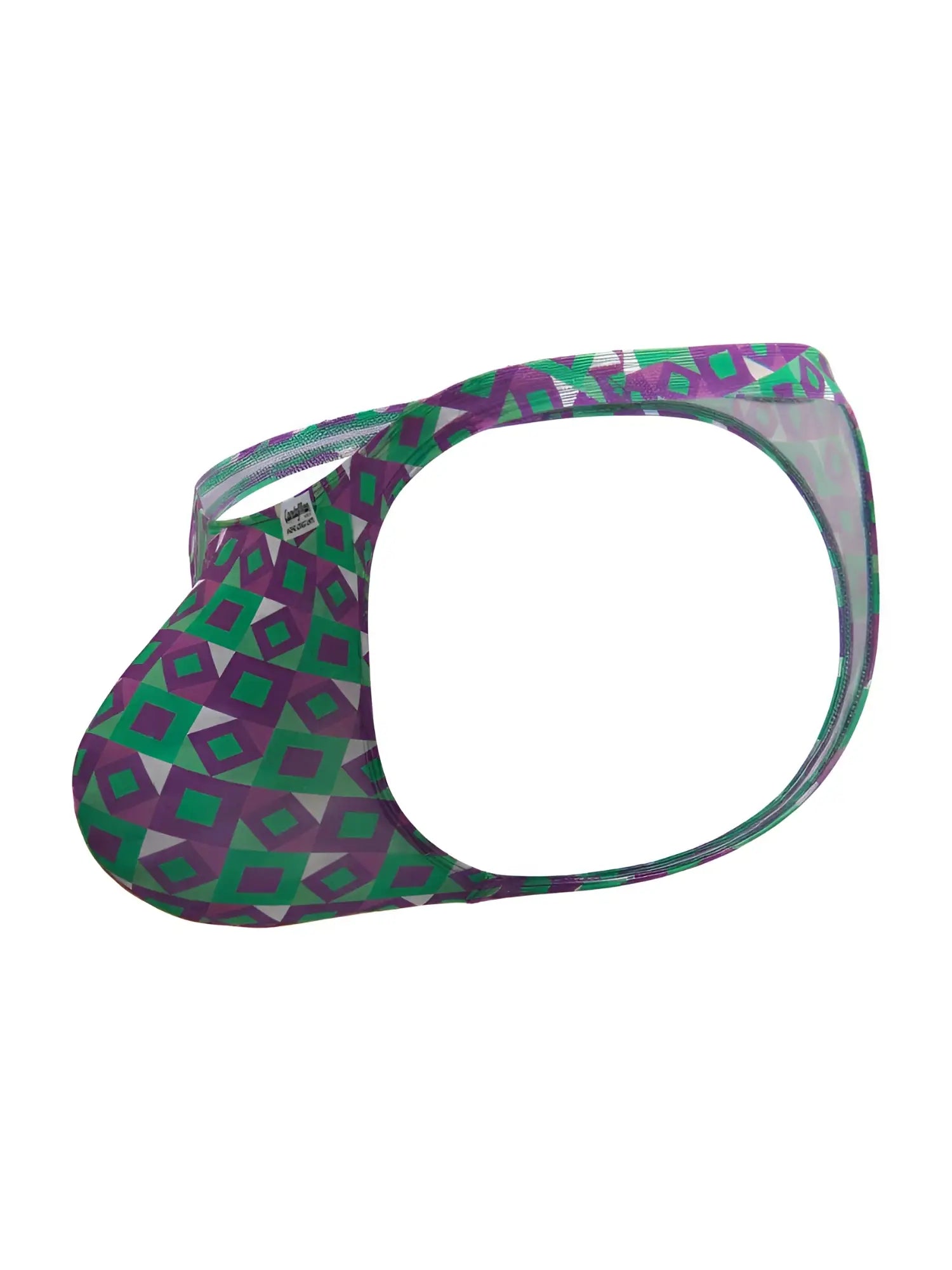 Purple and green geometric-patterned mesh men’s briefs candyMan 99924 thongs color printed purple