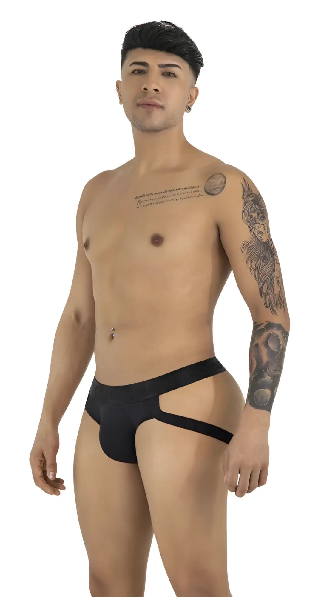 Black candyman 99925 jockstrap briefs with form-fitting cutout design on the sides for a sleek look