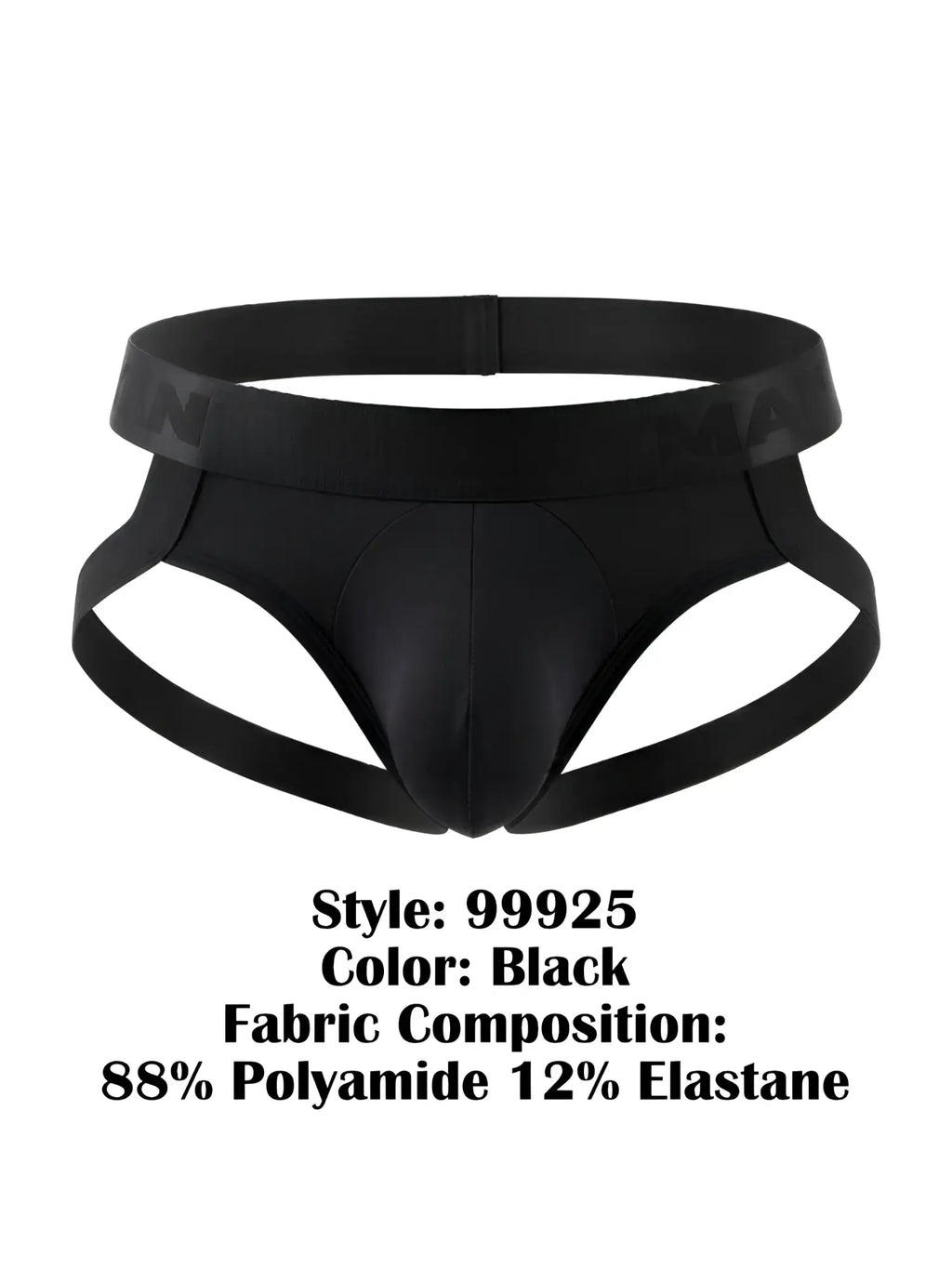 CandyMan 99925 jockstrap in black with sleek form-fitting design and supportive side straps for comfort and support