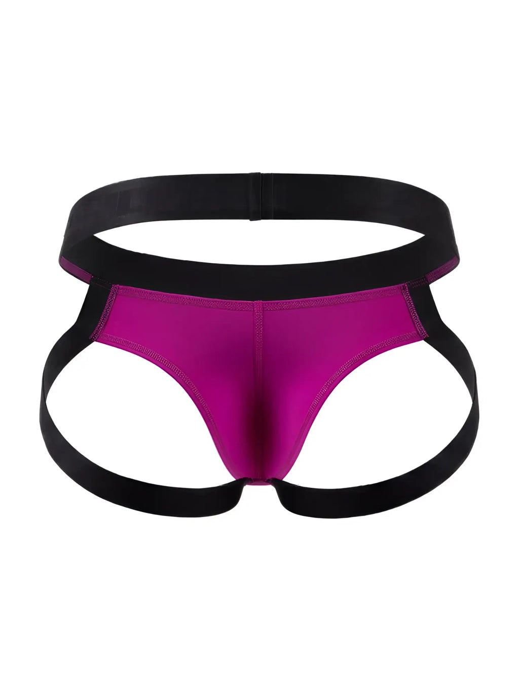 Vibrant magenta and black candyMan 99925 jockstrap with sleek form-fitting athletic briefs design