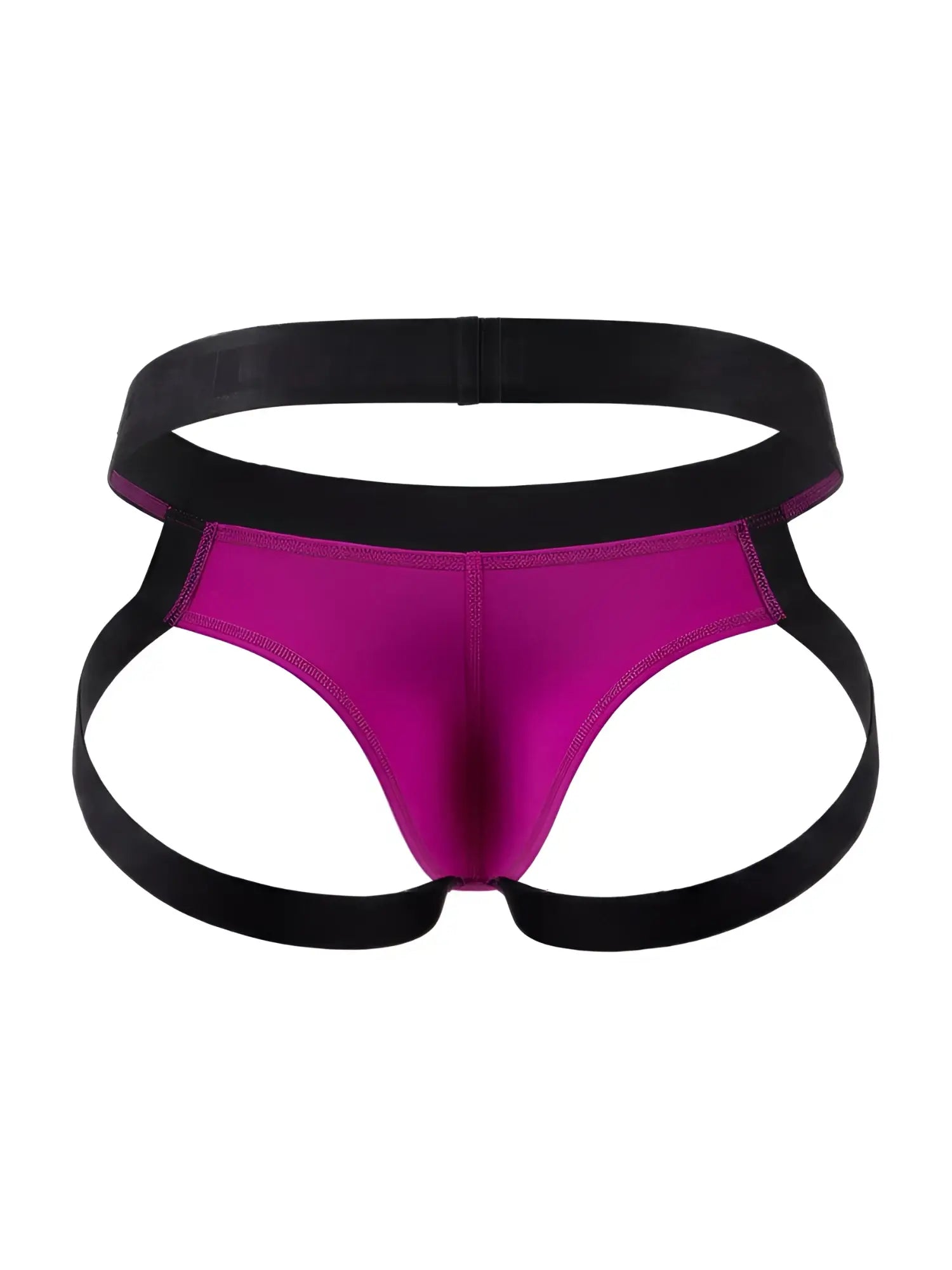 Vibrant magenta and black candyMan 99925 jockstrap with sleek form-fitting athletic briefs design