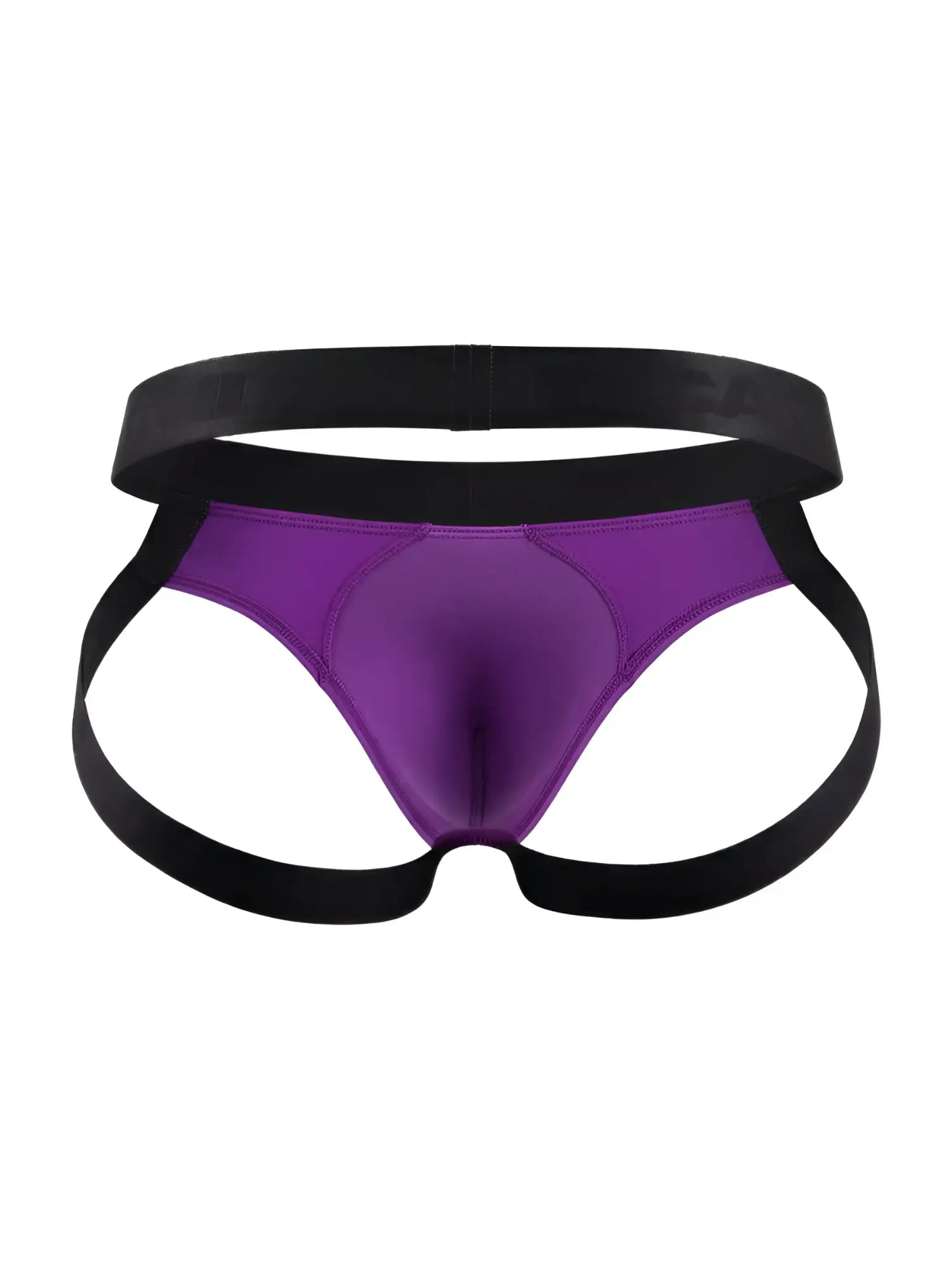 Purple and black sleek form-fitting athletic briefs candy man 99925 jockstrap color orchid front view