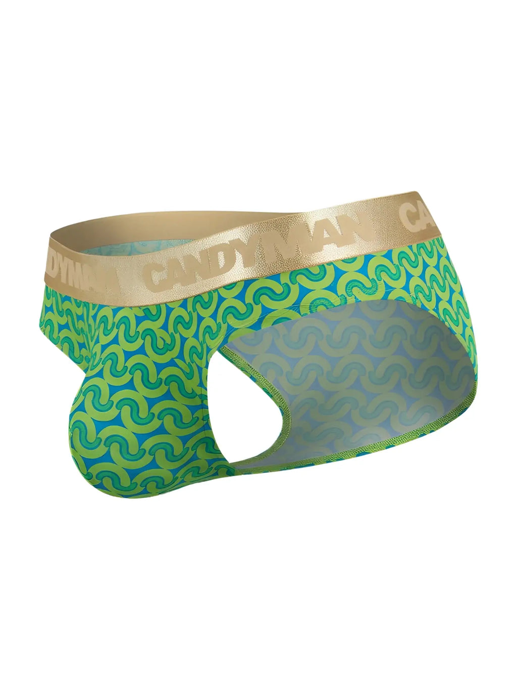 CandyMan 99926 briefs green patterned men’s underwear with blue details and a gold waistband for comfortable wear