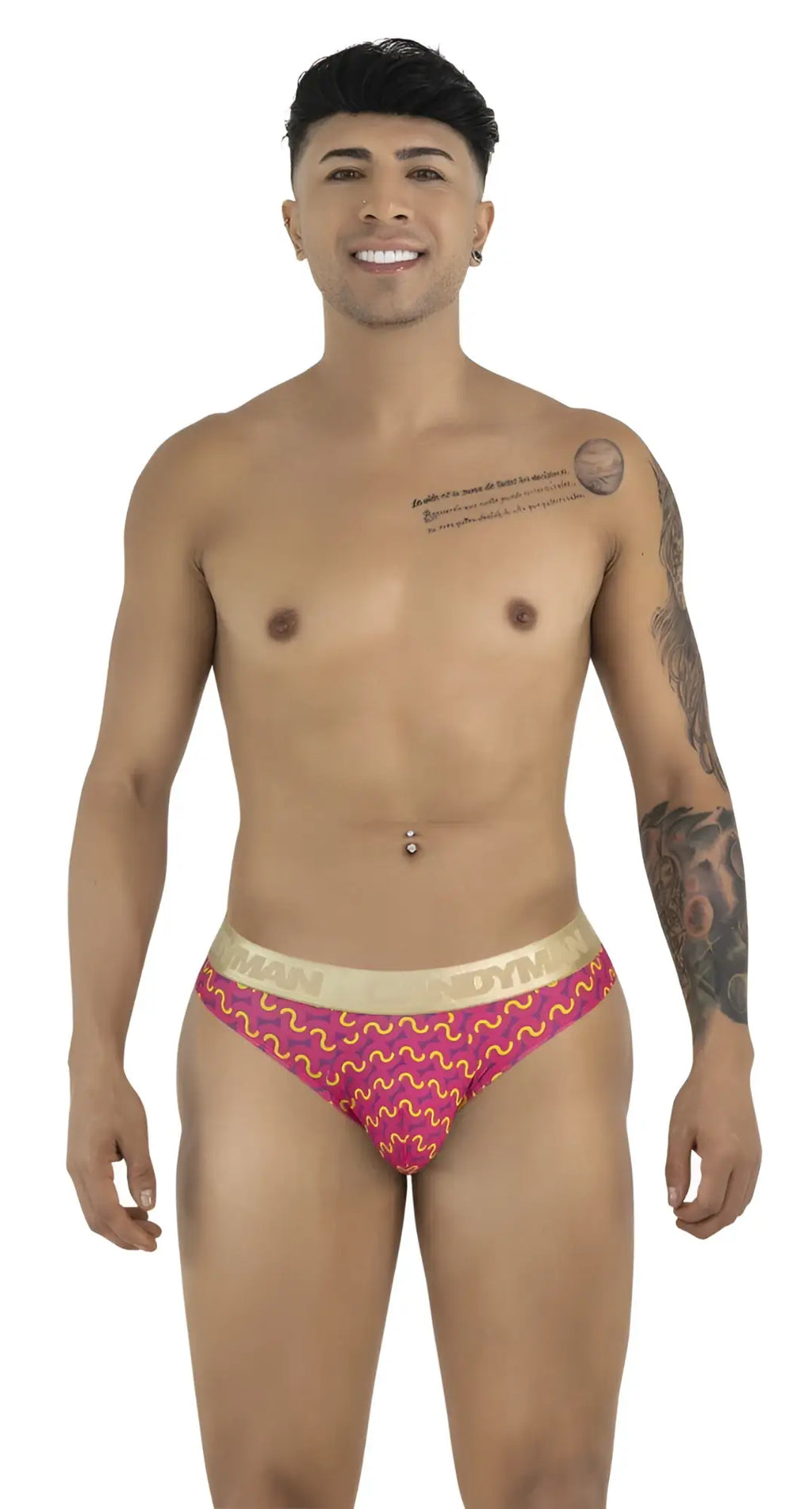 Men’s briefs candy man 99926 with pink and gold wavy pattern printed design for stylish comfort