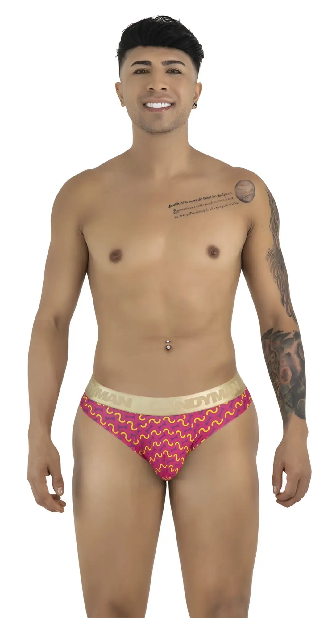 Men’s briefs candy man 99926 with pink and gold wavy pattern printed design for stylish comfort