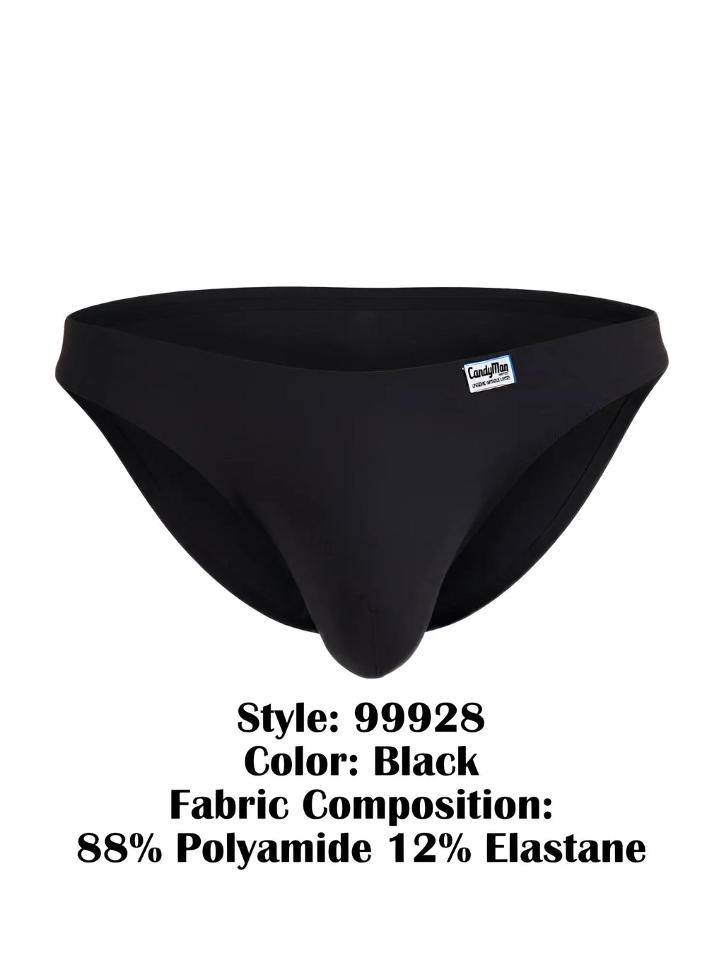 Black candyman style 99928 bikini briefs made of 88 polyamide 12 elastane for comfortable everyday wear