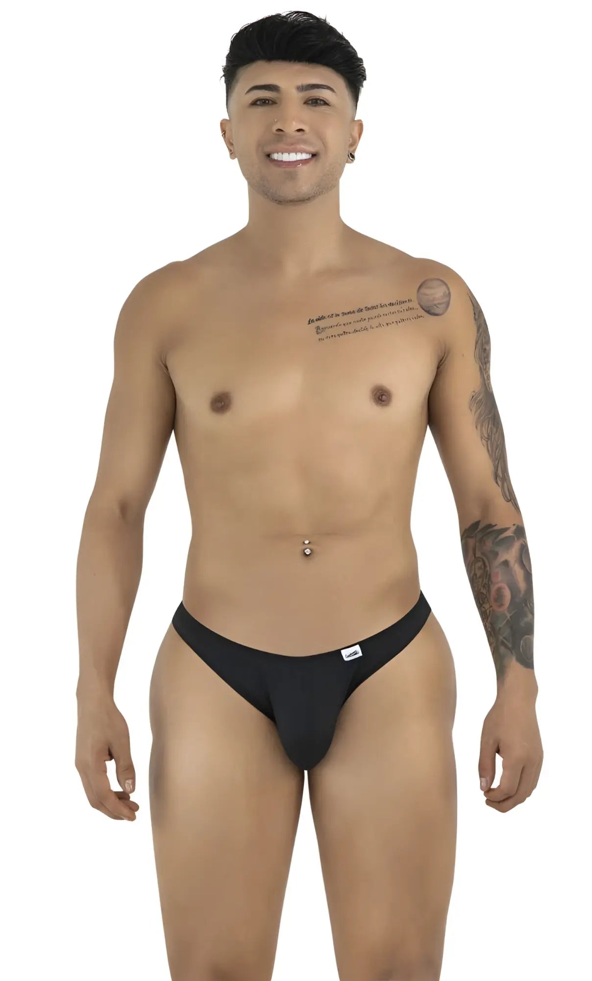 CandyMan 99928 bikini black briefs with a small white logo on the left hip made from comfortable fabric