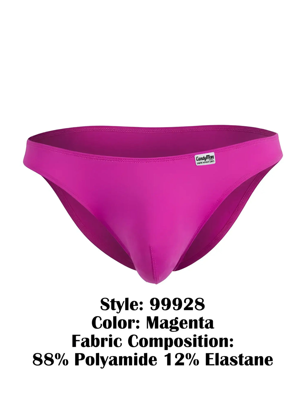 Magenta candyman 99928 bikini bottom in 88% polyamide 12% elastane with sleek form fitting design and small brand label