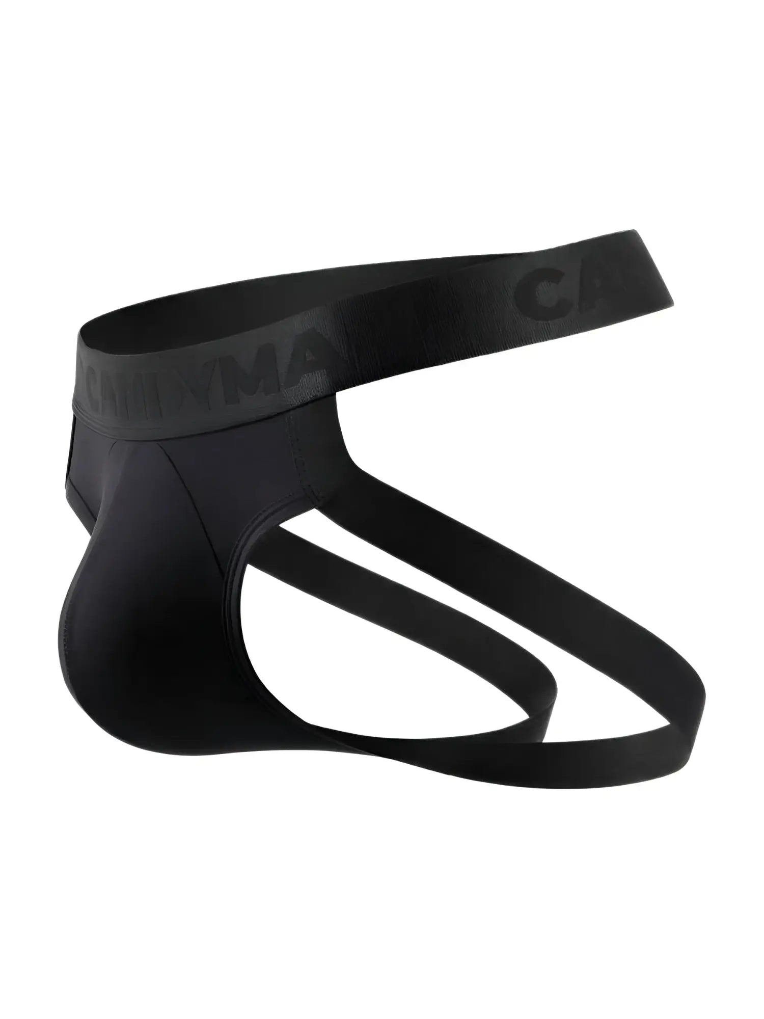 Black candyMan 99929 jockstrap briefs with contoured design and canxma elastic waistband