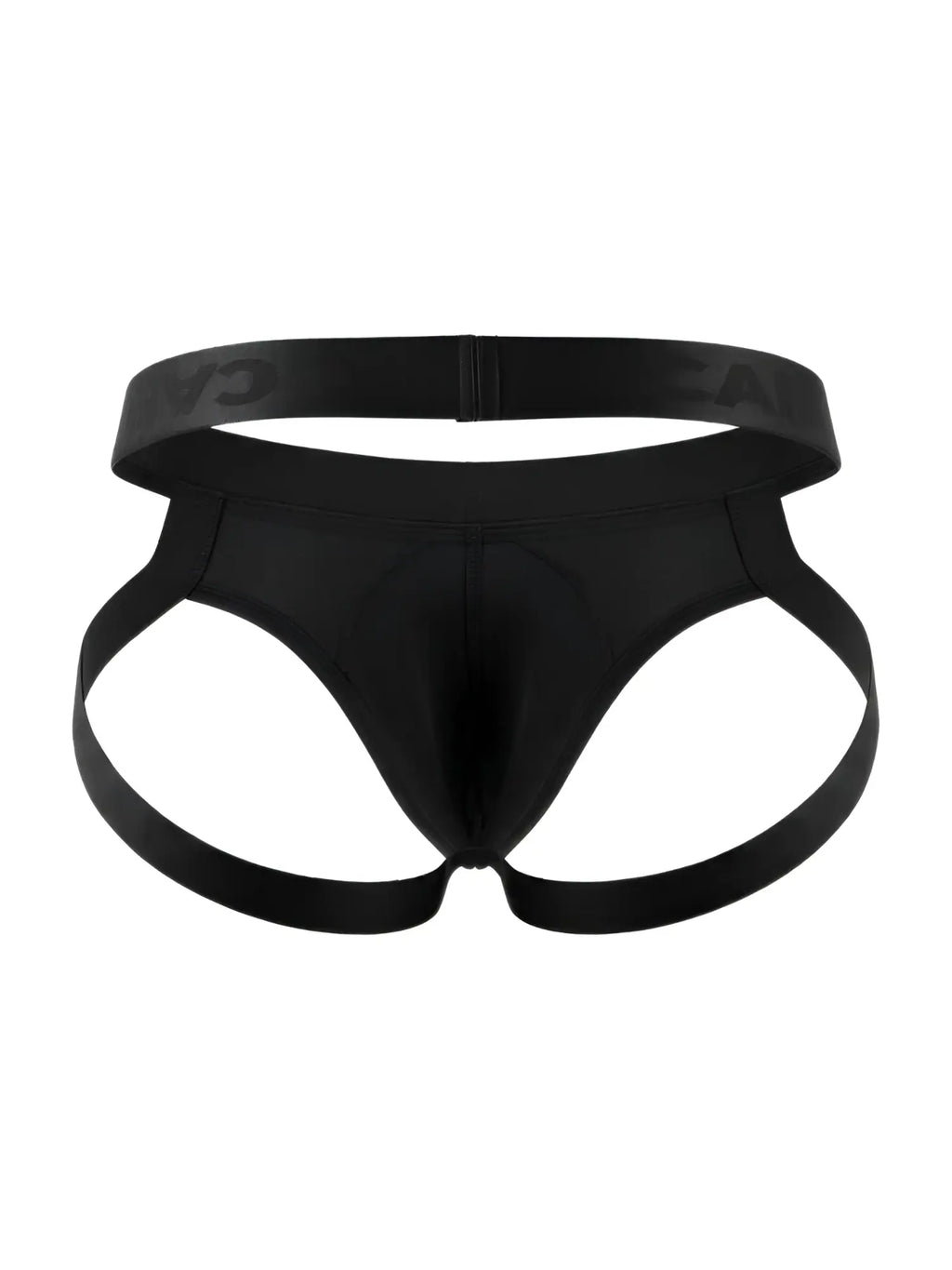 Candidman 99929 jockstrap black sleek form-fitting black men’s briefs with adjustable side straps visible from the back