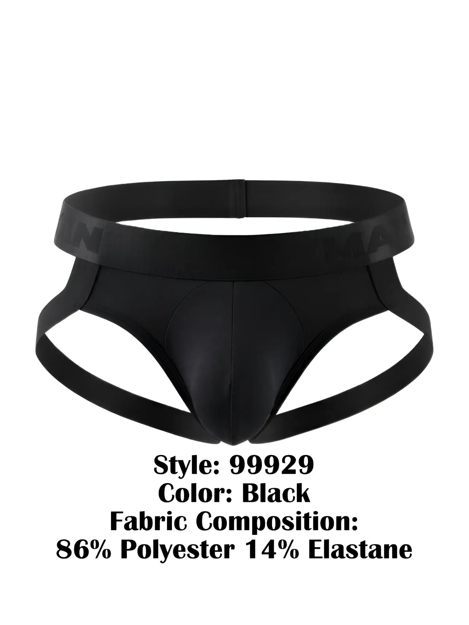 CandyMan 99929 black jockstrap with sleek form-fitting design and supportive side straps for comfortable wear