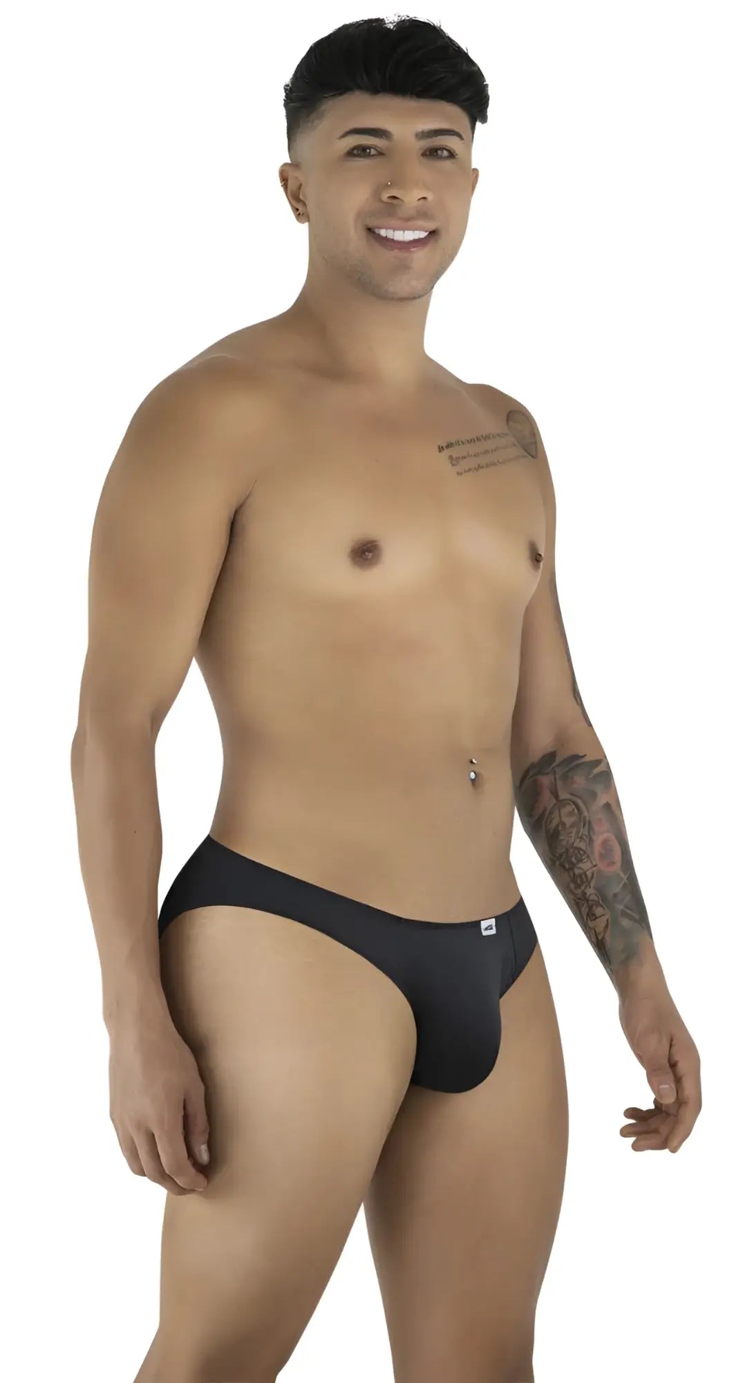 Black briefs candy man 99929 with a small white logo on the left hip for comfortable daily wear