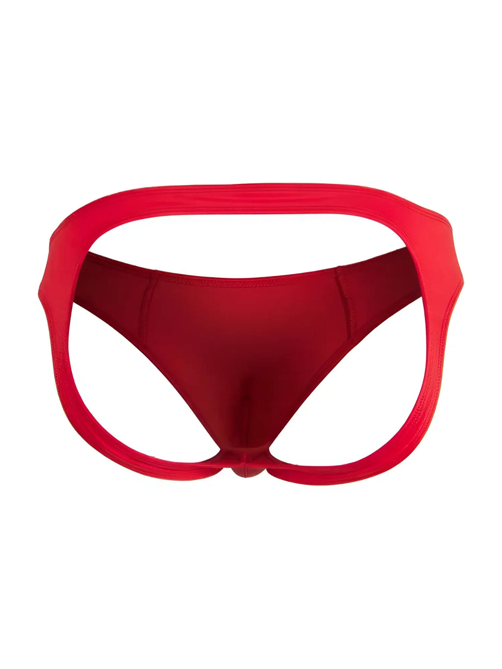 Red bikini bottom jockstrap by CandyMan with a bold wide waistband and smooth form-fitting design in red