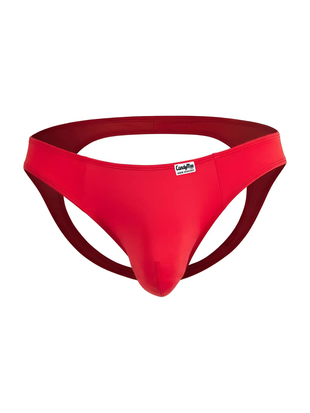 Red candyman 99929 jockstrap thong with smooth fabric and dark red inner lining in red color