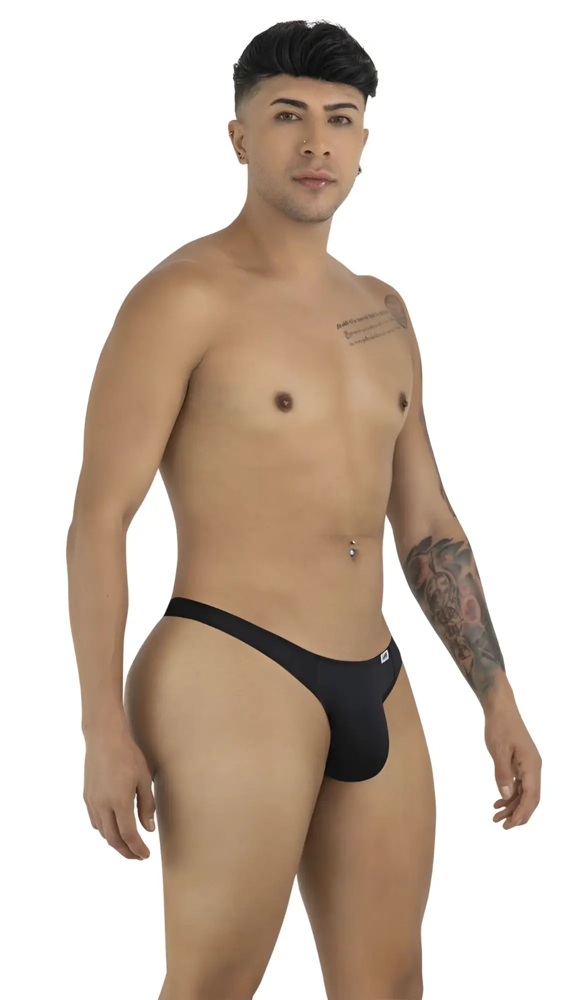 Black candyman 99930 thong showing back side with form-fitting design and small logo on the side
