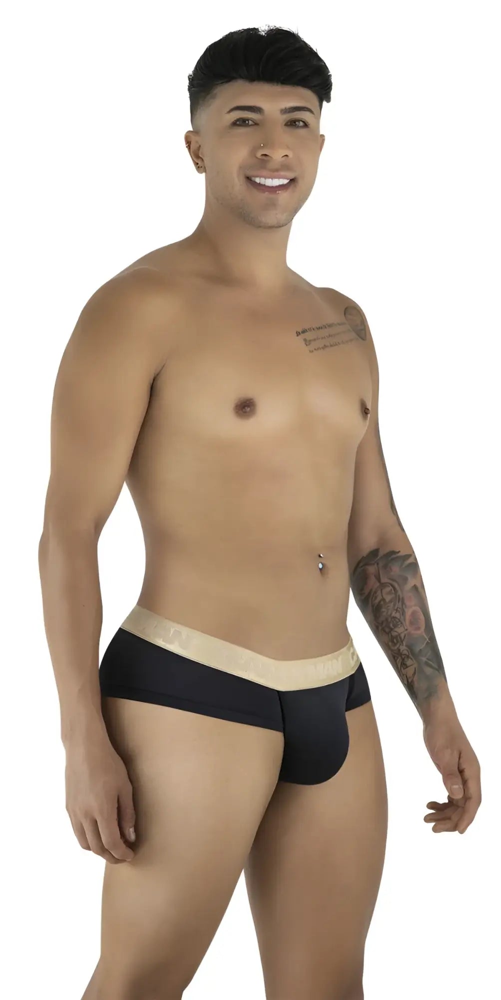 Black candyman 99932 briefs with a contrasting beige waistband designed for comfortable everyday wear