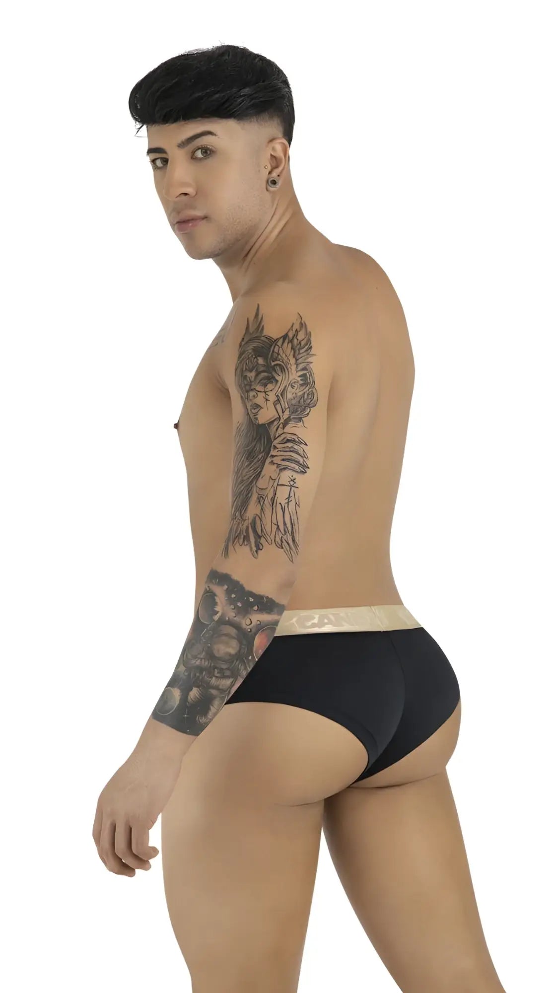 Black CandyMan 99932 briefs with beige waistband made of soft fabric for comfortable everyday wear