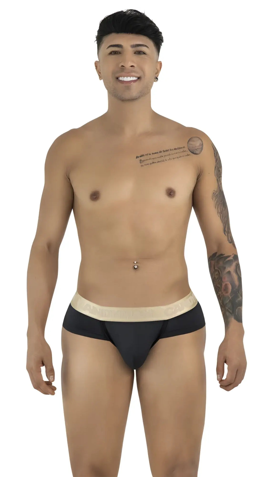 Black CandyMan 99932 briefs with a contrasting beige waistband designed for comfortable everyday wear