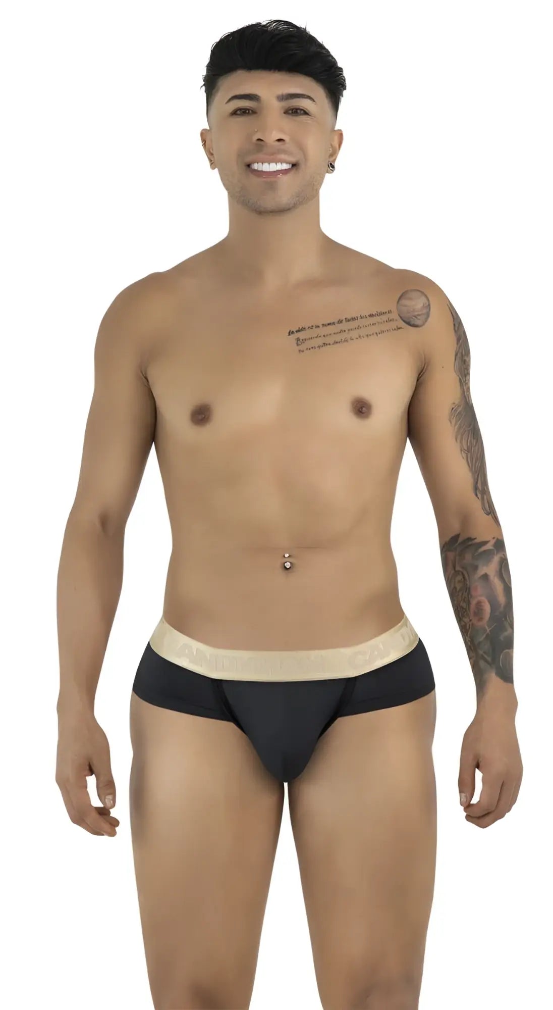 Black CandyMan 99932 briefs with a contrasting beige waistband designed for comfortable everyday wear