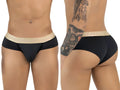 Black CandyMan 99932 briefs with cream elastic waistband featuring subtle texture for comfortable wear