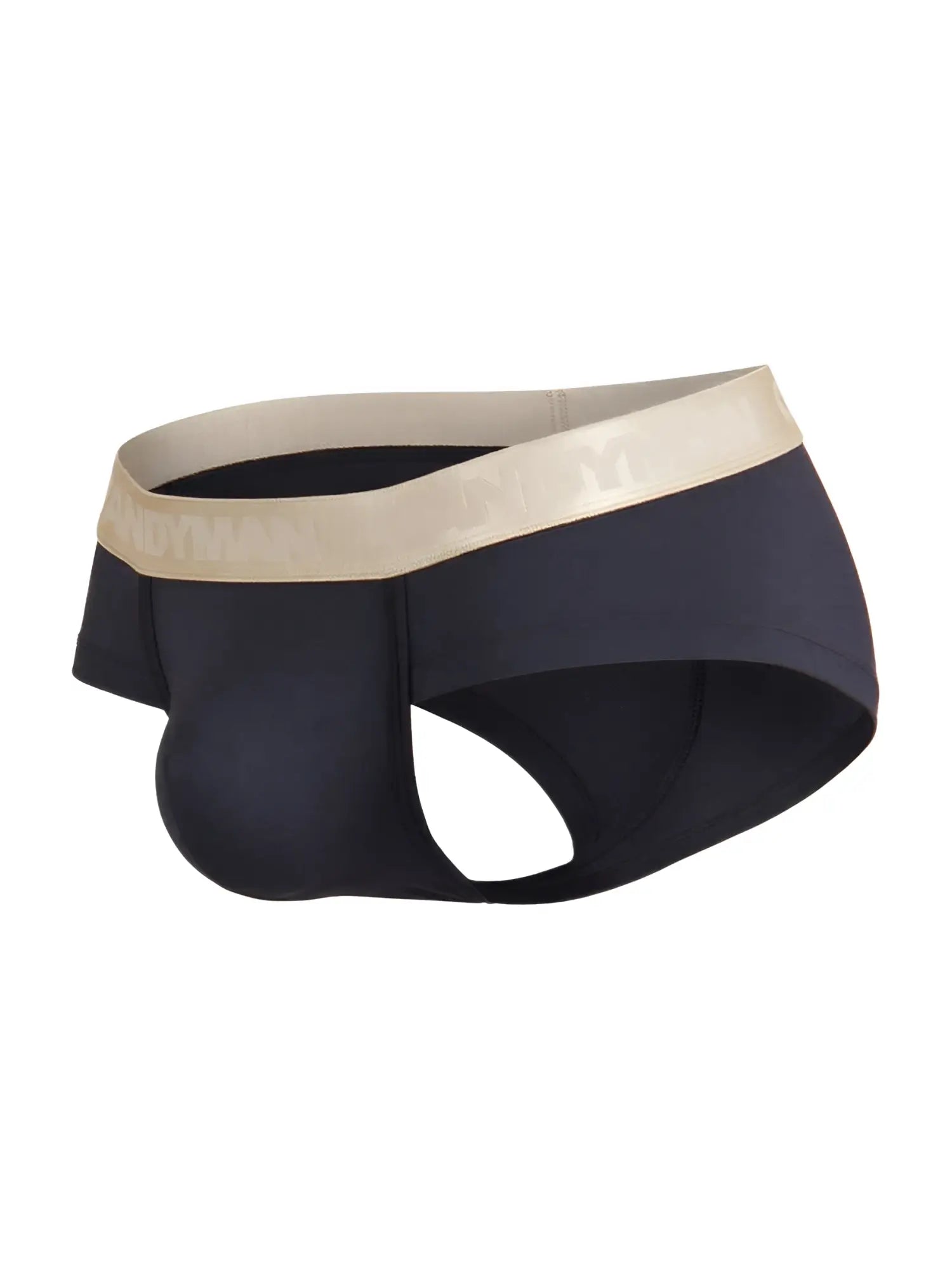 Black candyman 99932 briefs with beige elastic waistband featuring subtle branding in comfortable fabric