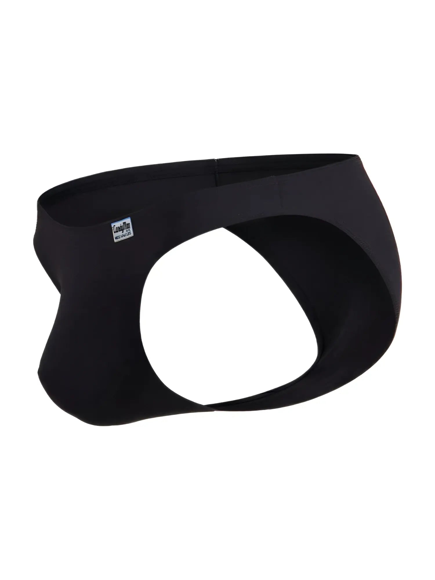 Black candyman 99932 briefs with sleek contoured design, form-fitting fit, and small brand tag on waistband