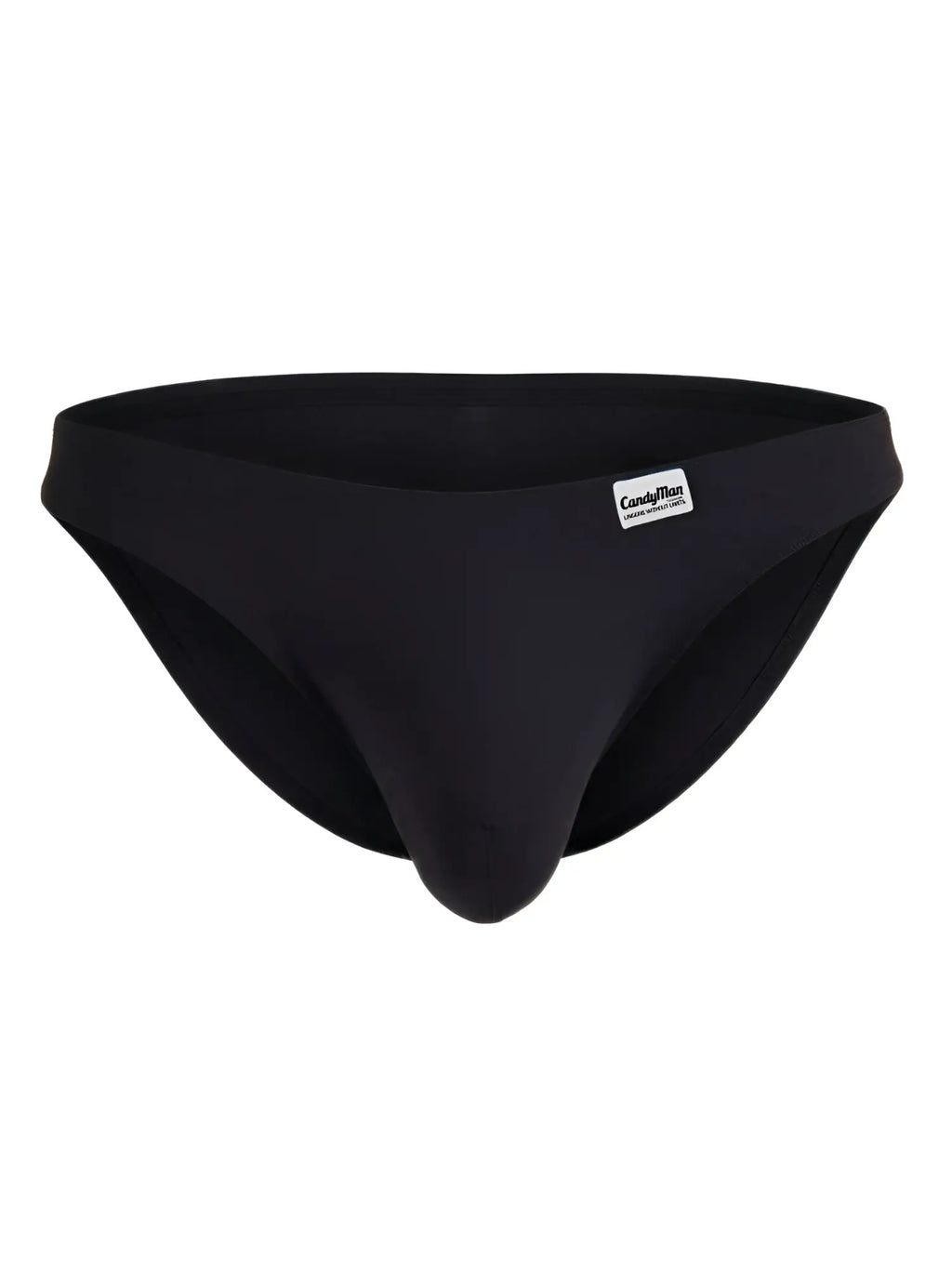 Black candyman 99932 briefs with a smooth form-fitting design and a small white brand tag on the waistband
