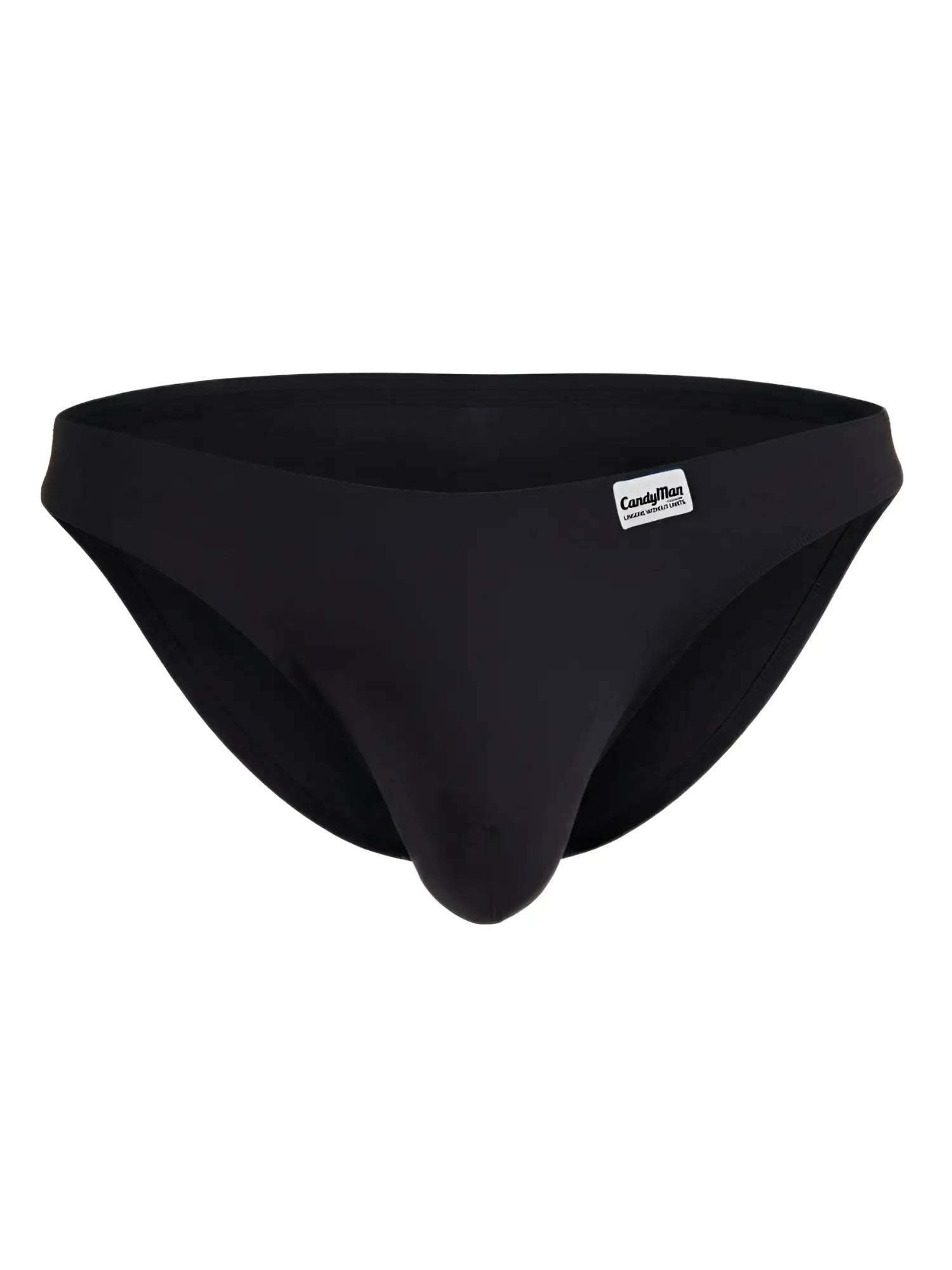 Black candyman 99932 briefs with a smooth form-fitting design and a small white brand tag on the waistband