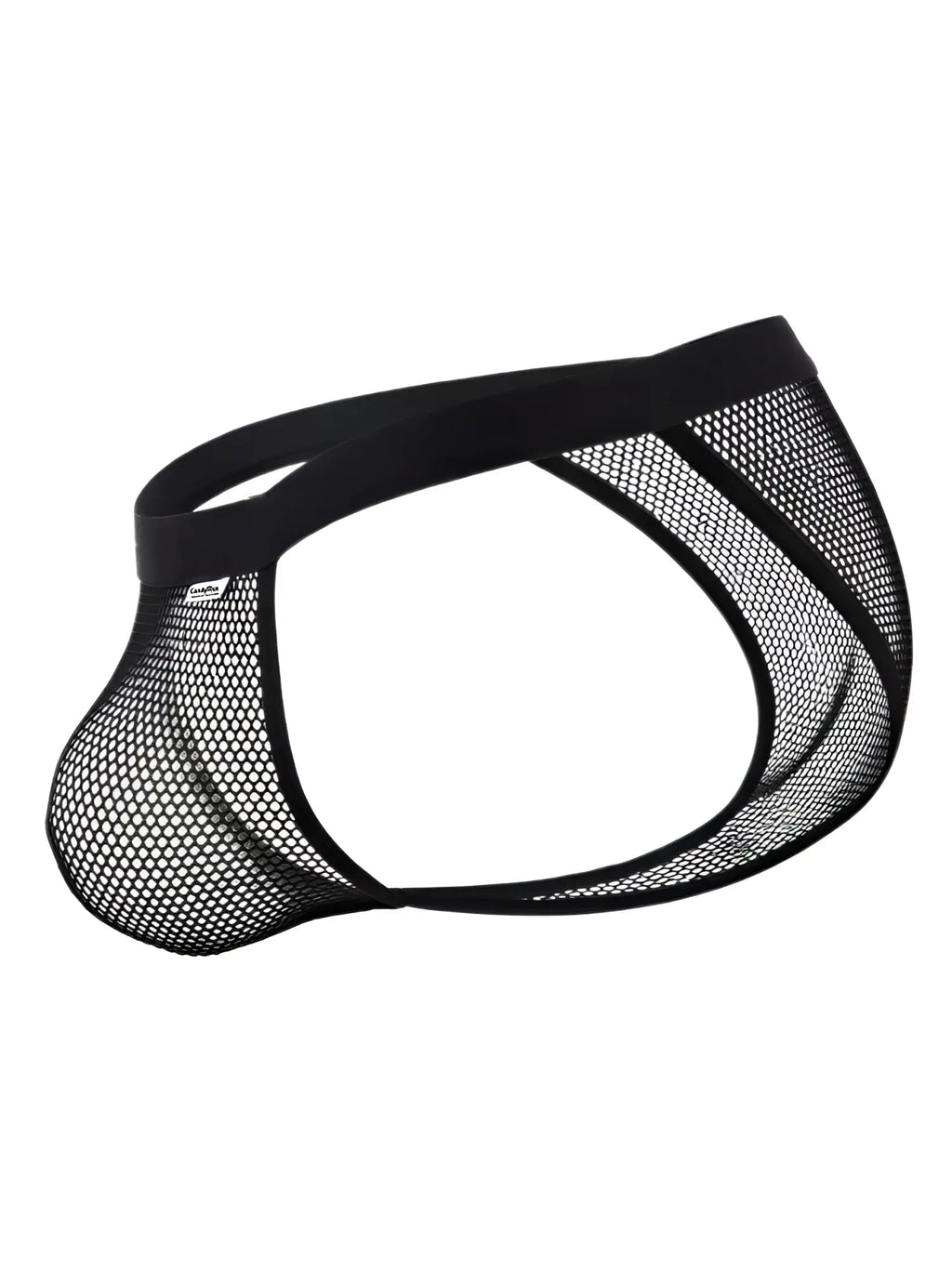CandyMan 99933 bikini black mesh briefs with solid elastic waistband front view