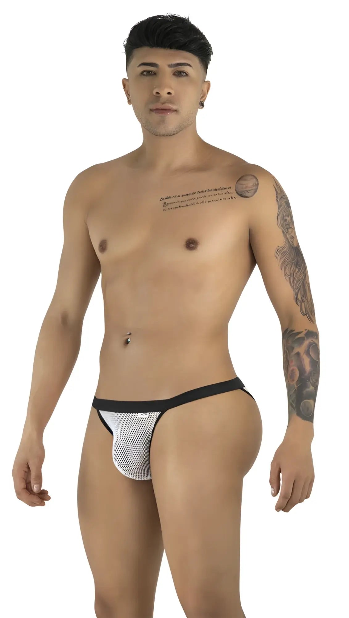 White mesh briefs with black waistband candy man 99933 bikini in breathable mesh material for comfortable wear