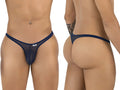 CandyMan navy mesh thong shown from front and back angles on a model.