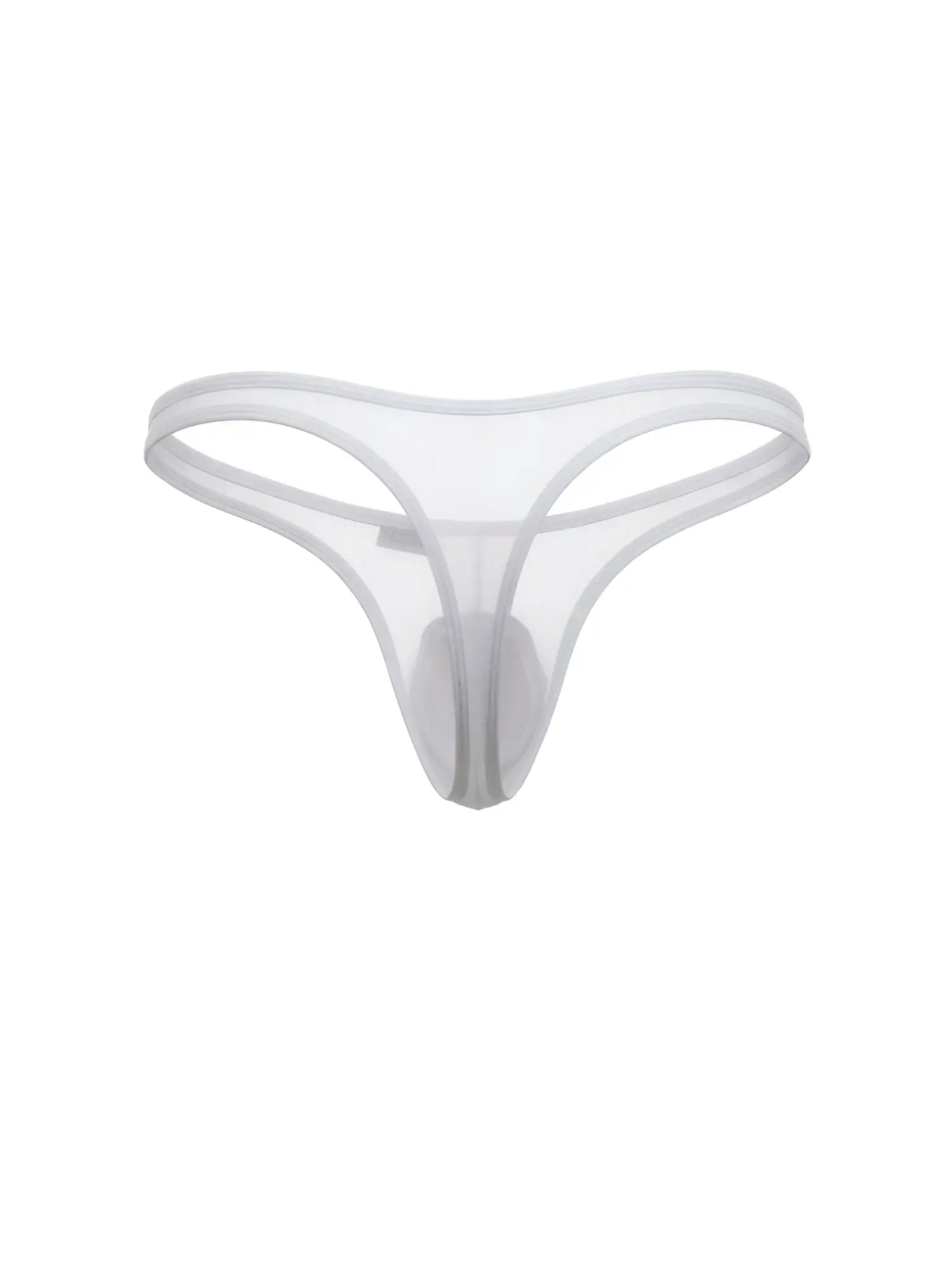 White CandyMan mesh thong with a minimalist, thin-banded design, displayed on a plain white background.