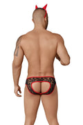 Red and black lace thong with cutout design part of candyman devil outfit costume size m