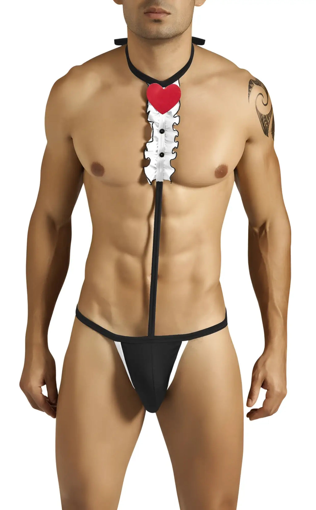Candyman tuxedo outfit costume black and white with red heart shaped pendant size l in novelty style