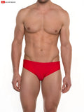 Red men’s briefs from go softwear cannes bikini swim in soft fabric ideal for comfortable swimwear use