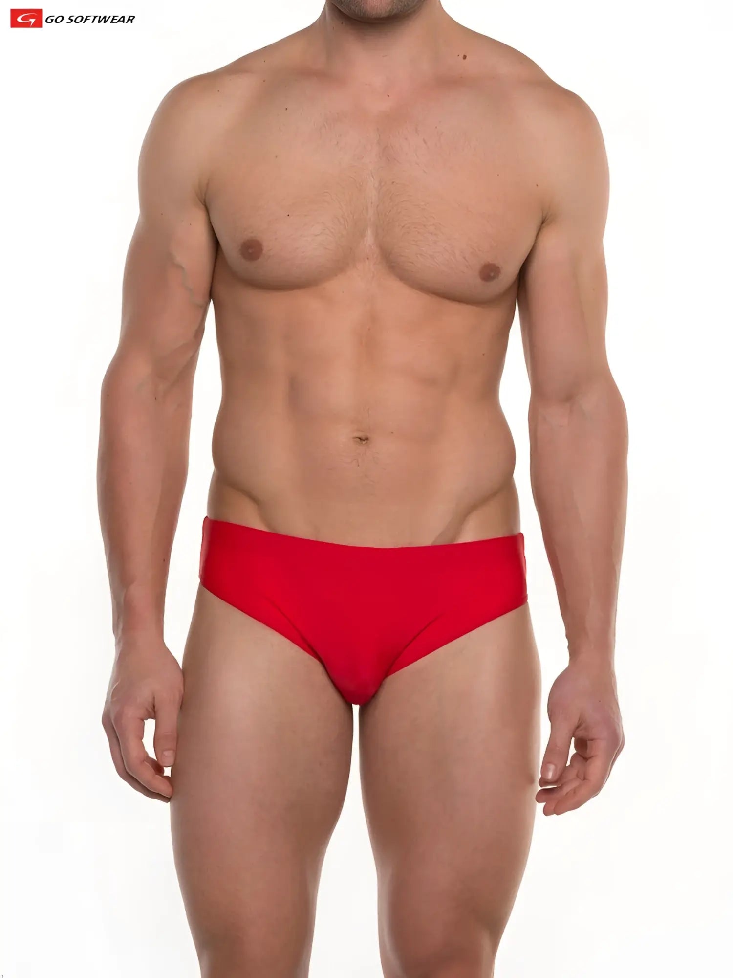 Red men’s briefs from go softwear cannes bikini swim in soft fabric ideal for comfortable swimwear use
