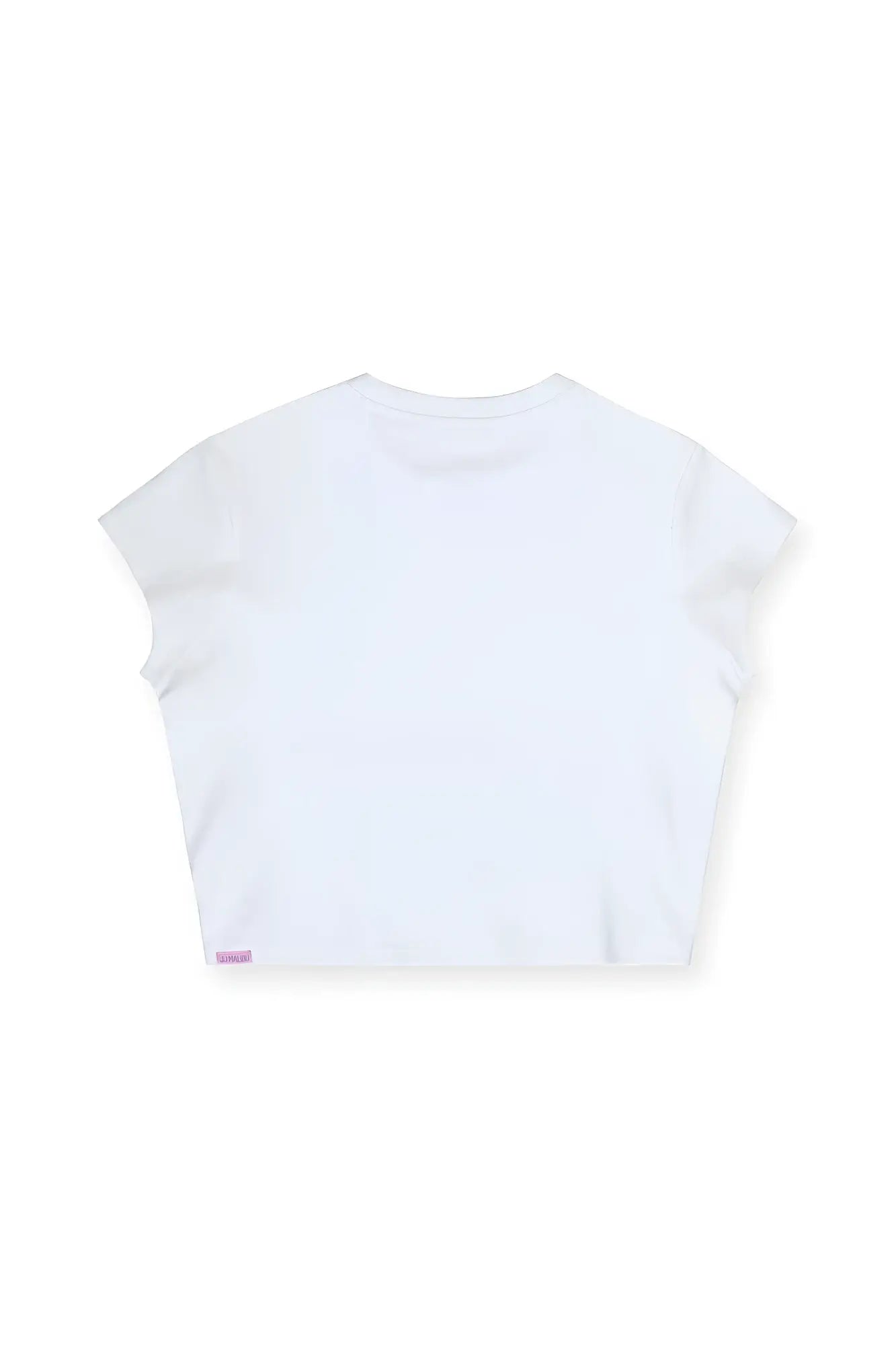 White rib knit cap sleeve crop top with short sleeves and round neckline in ivory color
