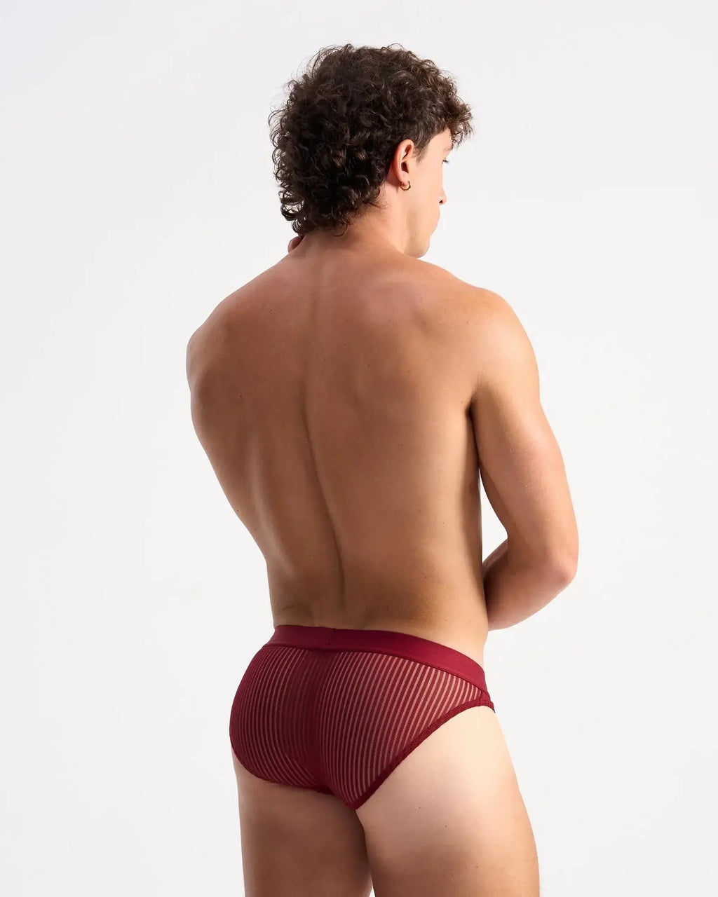 Casanova brief maroon mesh briefs with ribbed texture and elastic waistband front view