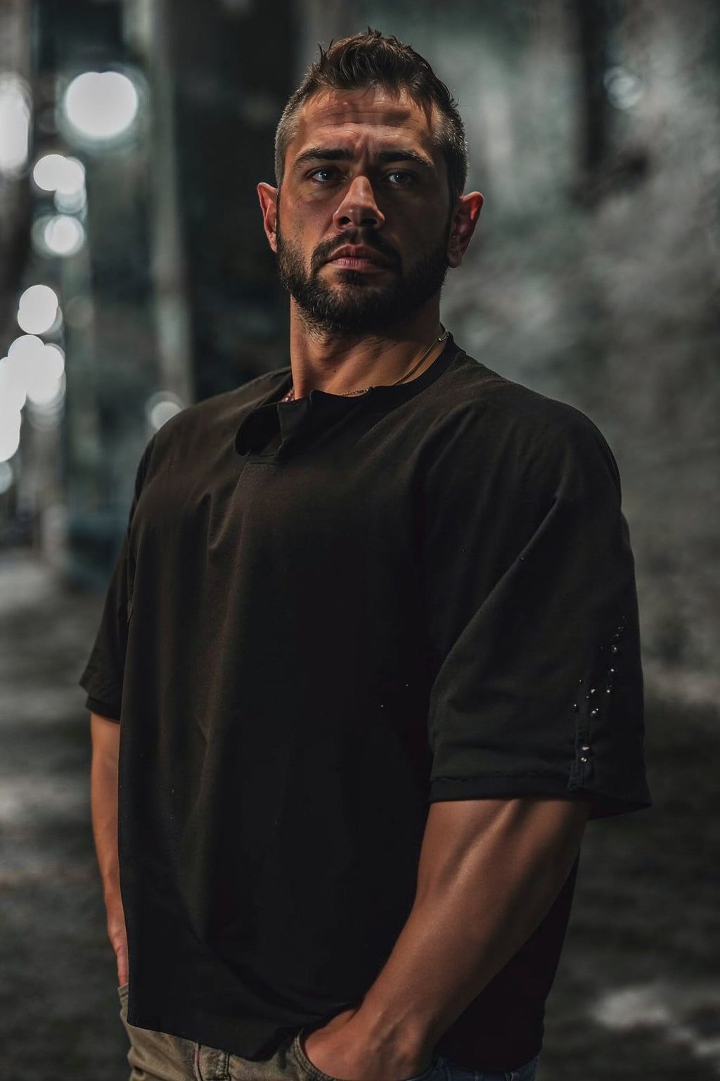 Jed North Raw-Cut Boxy Crop Tee – Schwarz
