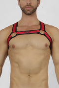 Red and black cellblock 13 bandit harness size s with bold structured design for secure fit and comfort
