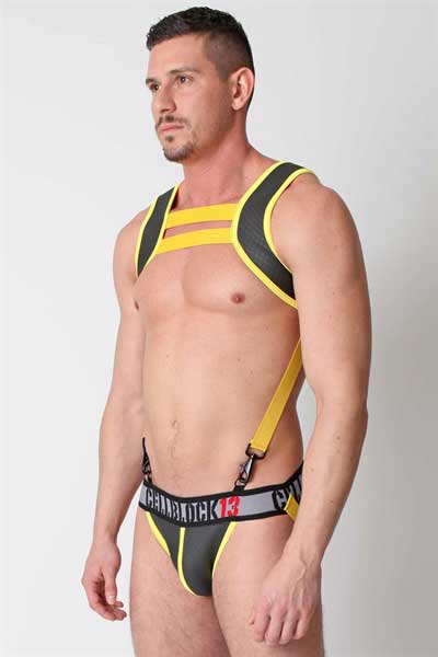 Ropa interior de neopreno CellBlock 13 Cobra con tirantes, color amarillo CBU066, talla S