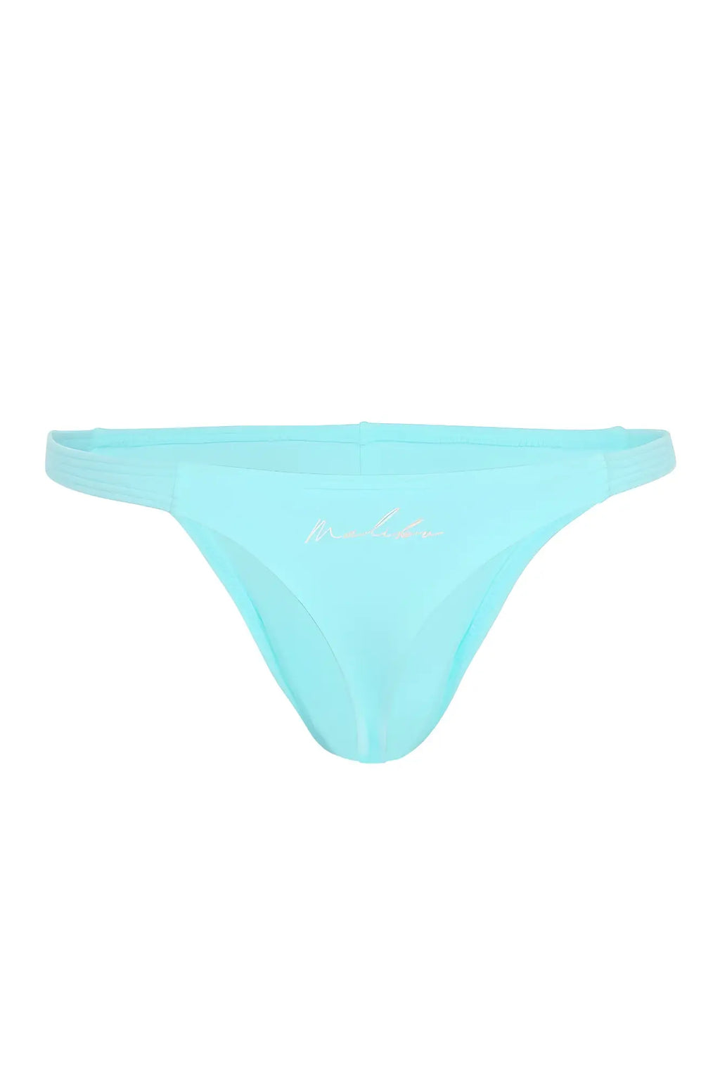 Cheeky classic G-string thong in mint with a light blue seamless design and subtle embroidered logo on the front