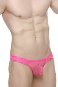 PetitQ Men's Cheeky Thong Mesh Neon Pink