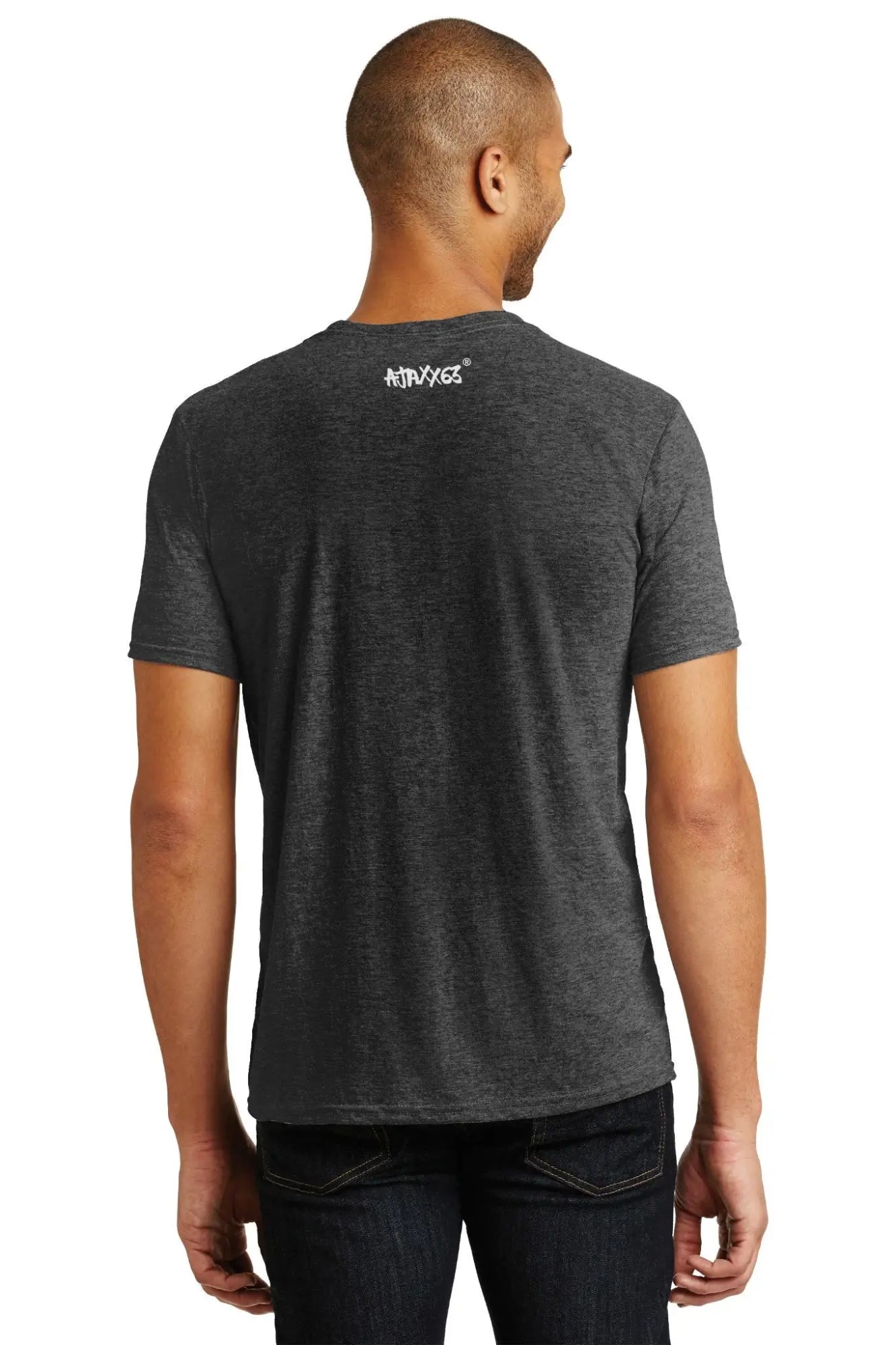 Dark heather gray premium heather short-sleeved t-shirt with white kith logo at the neckline